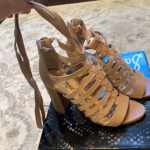 Sam Edelman Camel colored Suede tie up sandals